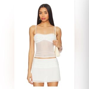 NWT Revolve more To Come White Ruffled Sheer Spaghetti Strap Cami